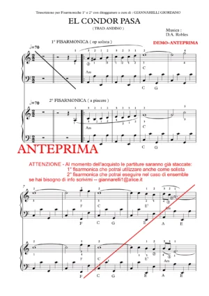 EL CONDOR PASA ( TUTTO LO SPARTITO) 1°e 2° FISA con DITEGGIATURE