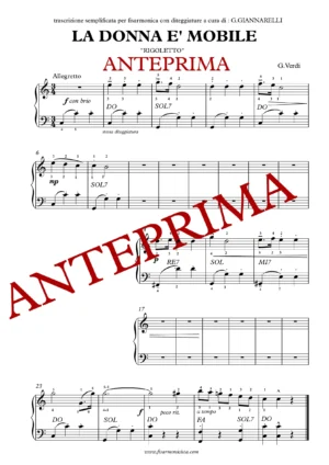 LA DONNA E' MOBILE ( TUTTO LO SPARTITO) con DITEGGIATURE - FACILE