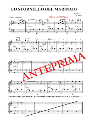 LO STORNELLO DEL MARINAIO ( TUTTO LO SPARTITO) con DITEGGIATURE- FACILE-EASY