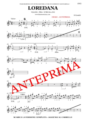LOREDANA ( TUTTO LO SPARTITO) con DITEGGIATURE