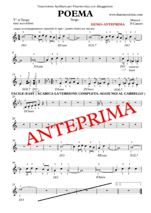 POEMA ( TUTTO LO SPARTITO) con DITEGGIATURE- FACILE-EASY